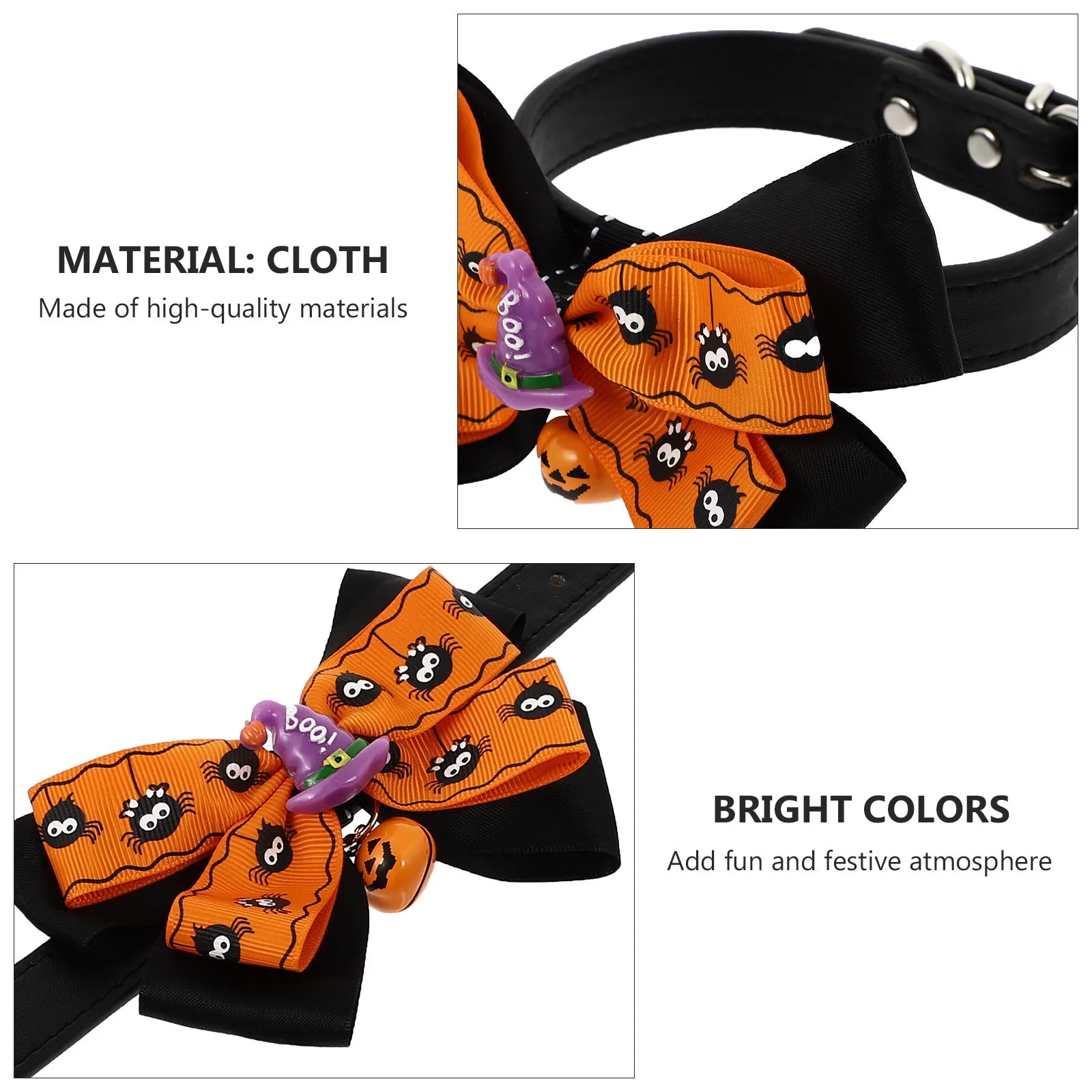 Halloween Pet Collar Adjustable Bow Tie Bell Lightweight Comfortable