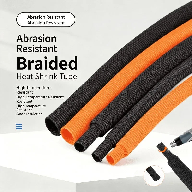 Braided Cable Sleeve Shrink Tube Thermal Tube for Cables Insulation Flam Retardant Shrinkable Wire Wrap Sheath Organizer Zpaxo