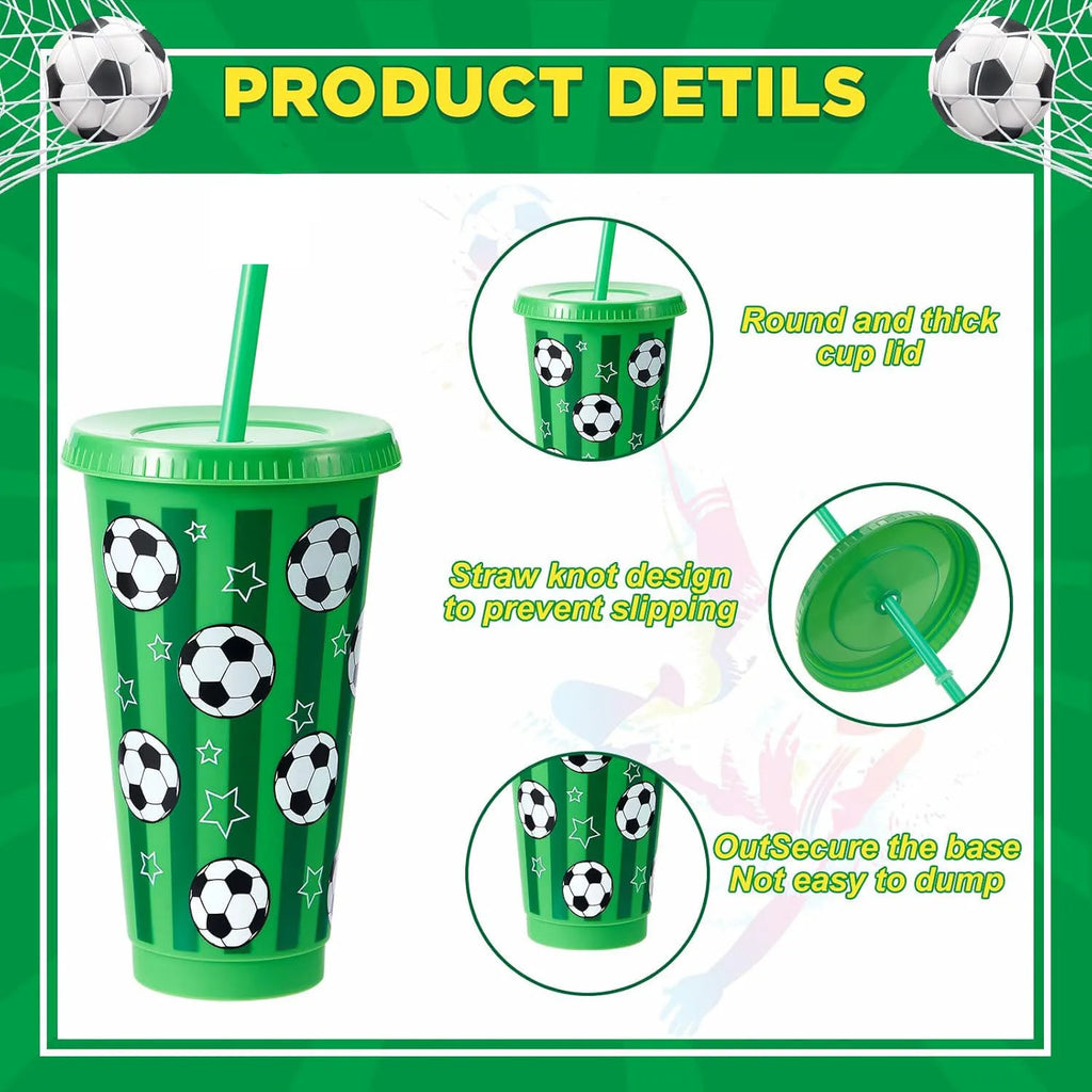 24oz Football-Shaped Reusable Tumbler Cups – 6 or 12 Pack
