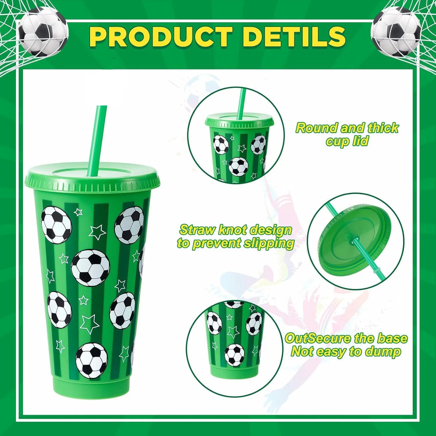 24oz Football-Shaped Reusable Tumbler Cups – 6 or 12 Pack