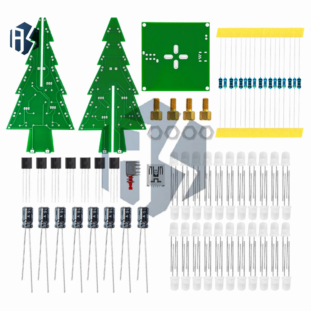 Colorful Flashing LED 3D Christmas Tree Kit (1/5 PCS): DIY Electronic Circuit with Red/Green/Yellow Lights Zpaxo