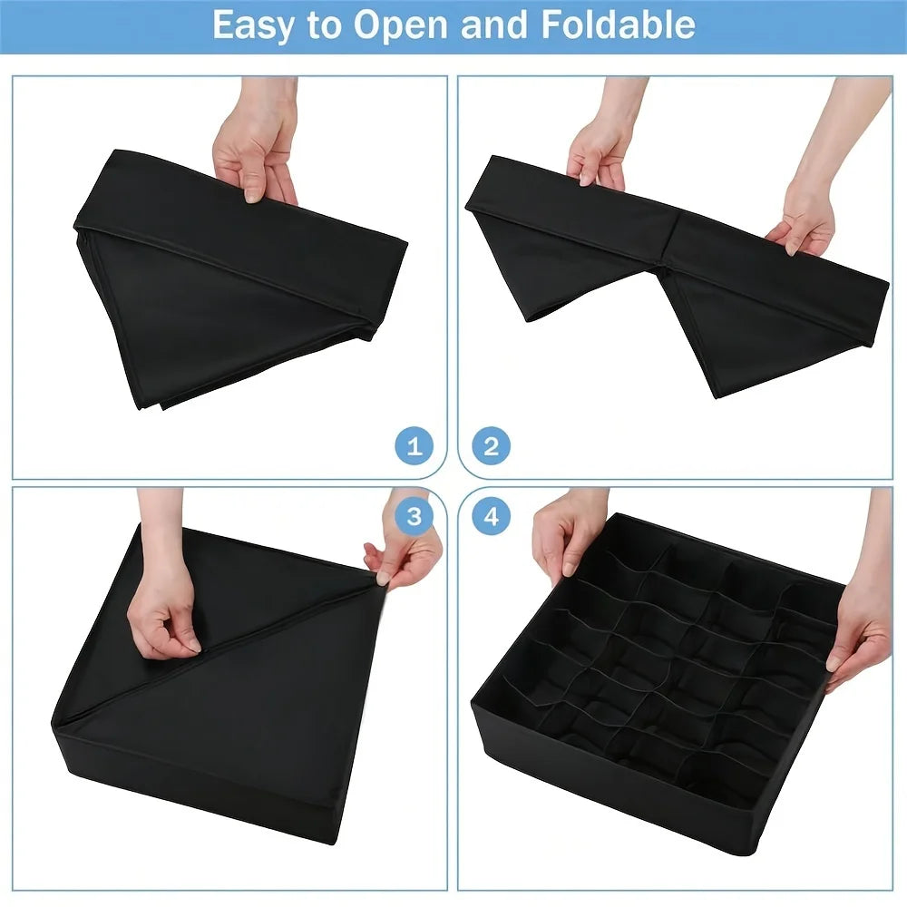 24-Cell Foldable Drawer Organizer Tension Mount Moisture-proof