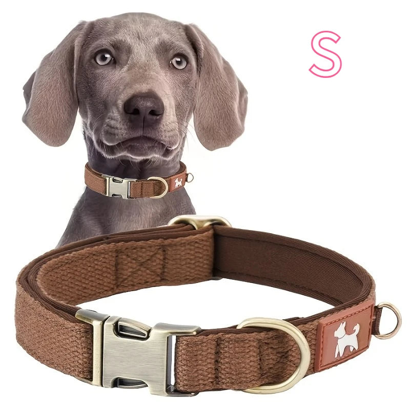Vintage Durable Nylon Webbing Lined Dog Collar Suitable Large Medium Zpaxo BROWN-S