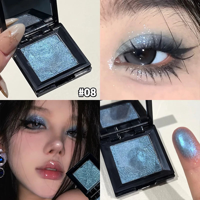 Wine Red Shimmer Highlighter Eyeshadow Palette Lasting Glitter Pearly Eye Shadow Makeup Mashed Potato Fine Shimmer Eye Pigments Zpaxo 08