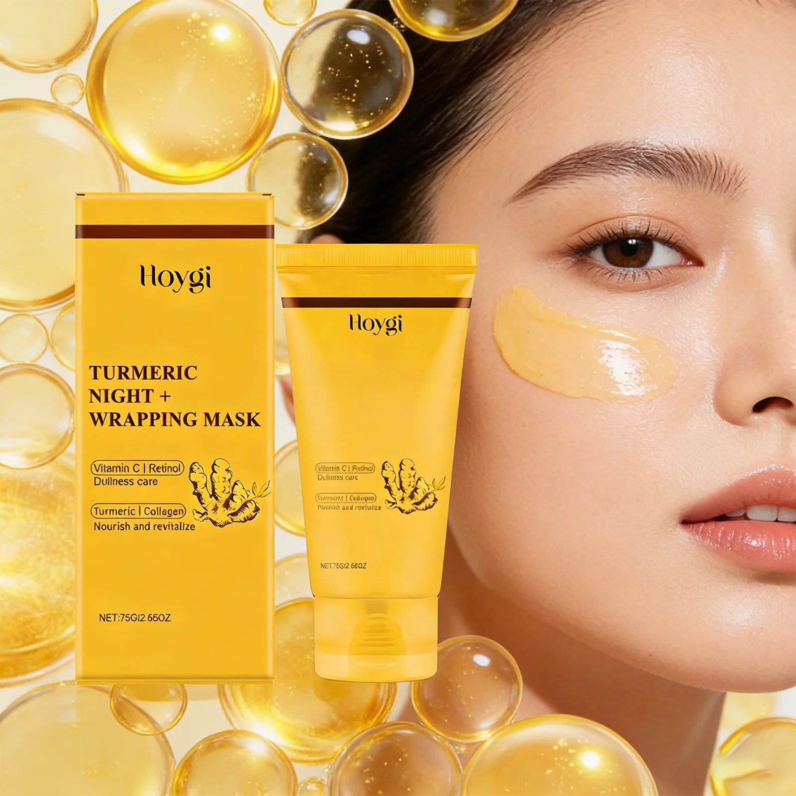 Turmeric Peel Off Mask Vitamin C Retinol Collagen Face Mask for Skin Care Winter Skincare Deep Hydration Moisturizer Serum 75g Zpaxo