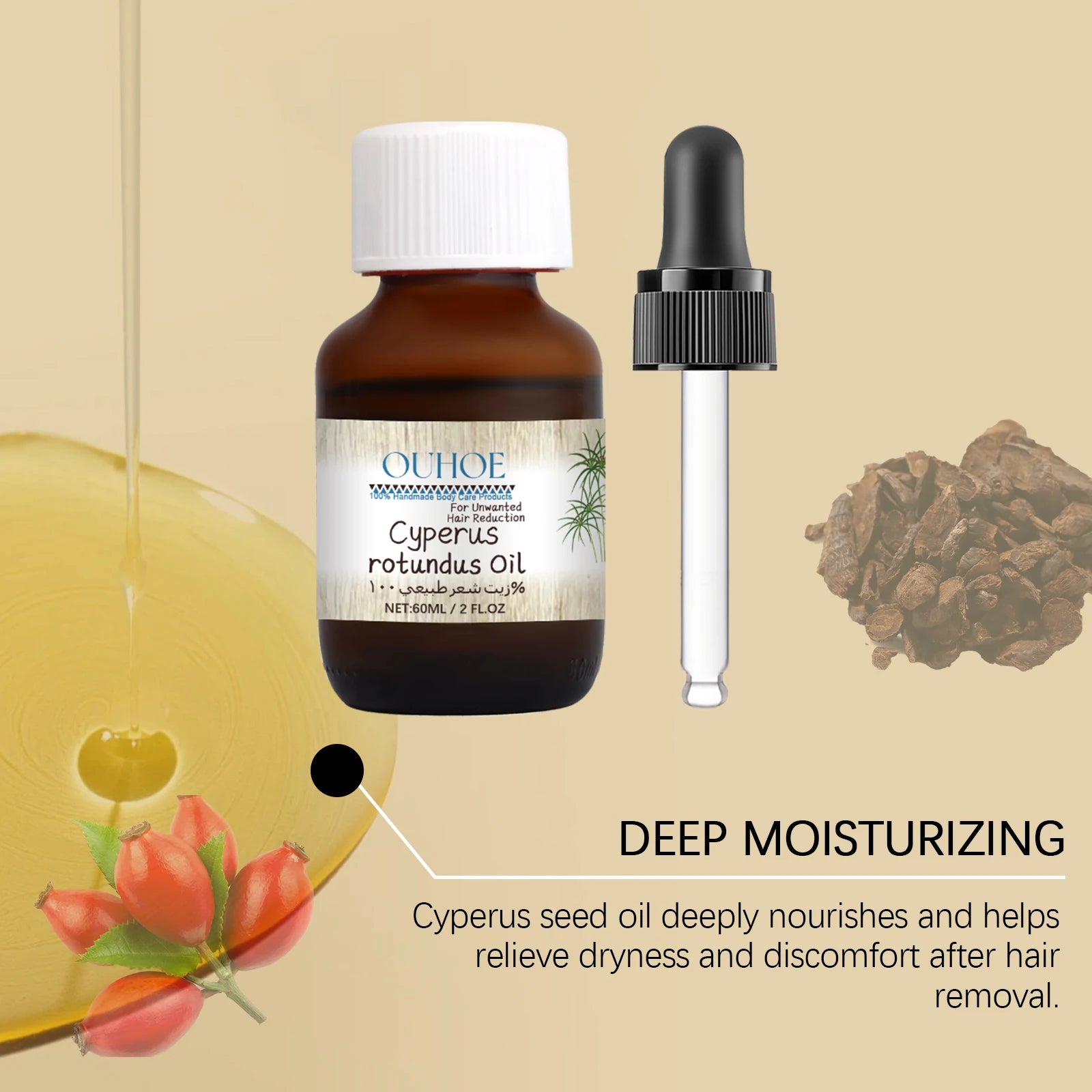 Cyperus Rotundus Hair Inhibitor Oil – Body Hair Removal Serum Hair Inhibitor Serum Zpaxo