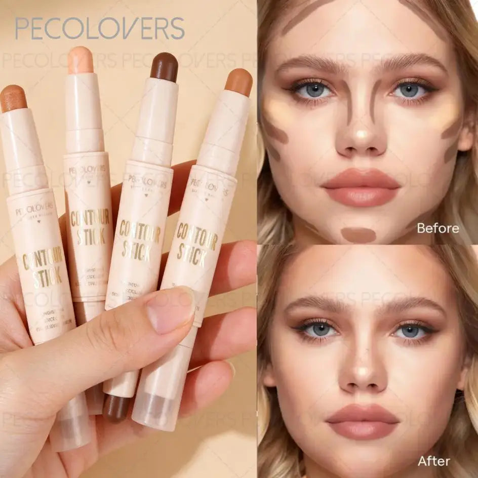 Waterproof 2-in-1 Dual-Ended Concealer，Sweatproof,Highlighter Stick,Dual-Ended Highlight & Contour Stick Zpaxo