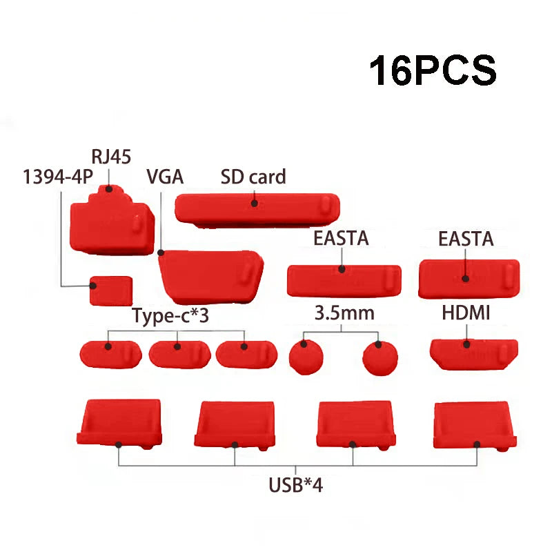 Universal Silicone Anti-dust Plug Notebook Dustproof Stopper Laptop C Zpaxo 16pcs Red