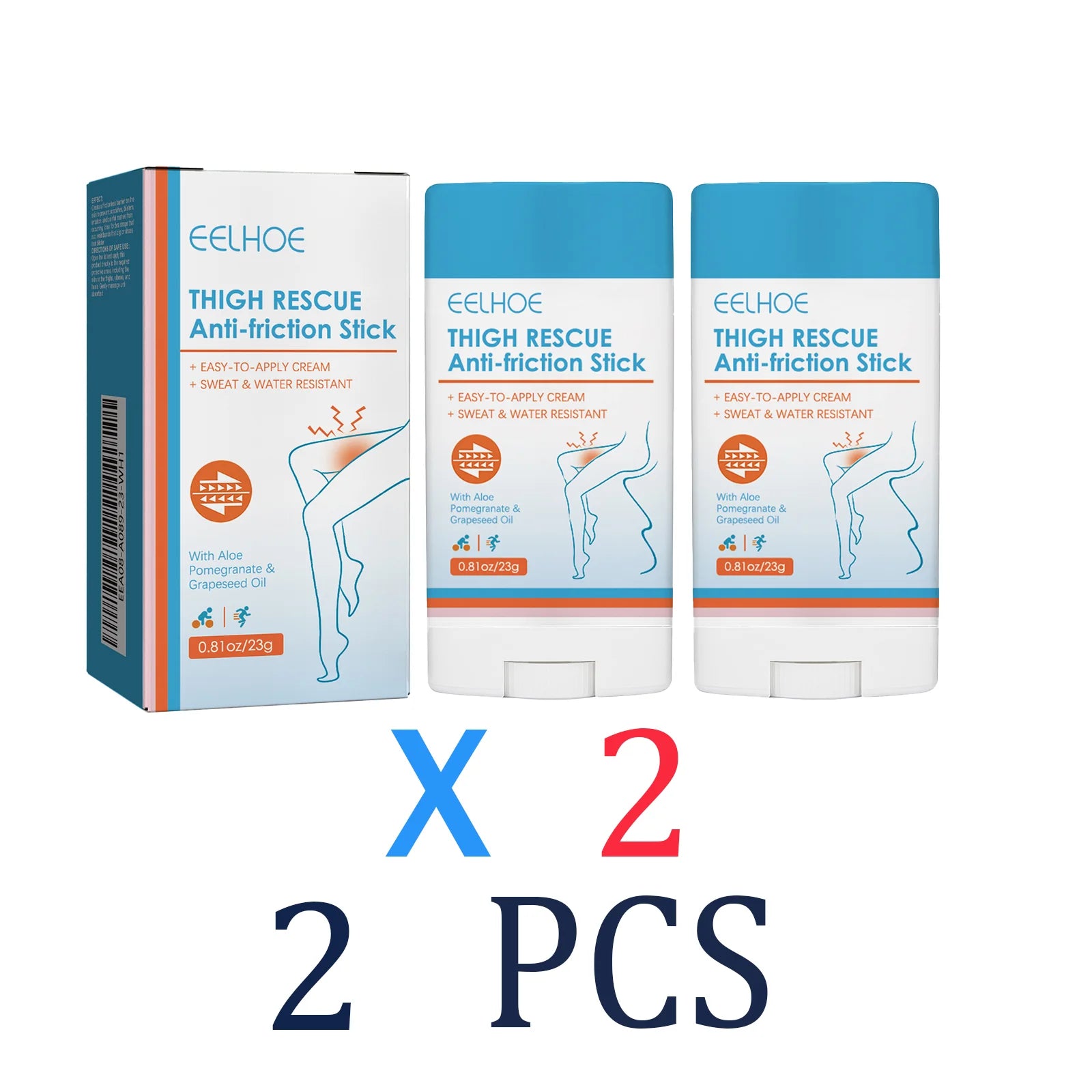 1/2/3/4/5 Pcs Anti Chafing Stick Flaky Thigh Skin Care Stabilizing Restoring Soothing Redness Long Lasting Moisturization Balm Zpaxo 2 Pcs