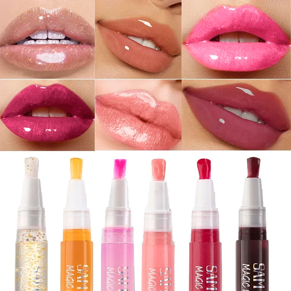 Fruit Glitter Plumping Lip Gloss Jelly Moisturizer Rotate Lip Tint Stick Transparent Lip Oil Fullness Makeup Lips Care Brush Zpaxo