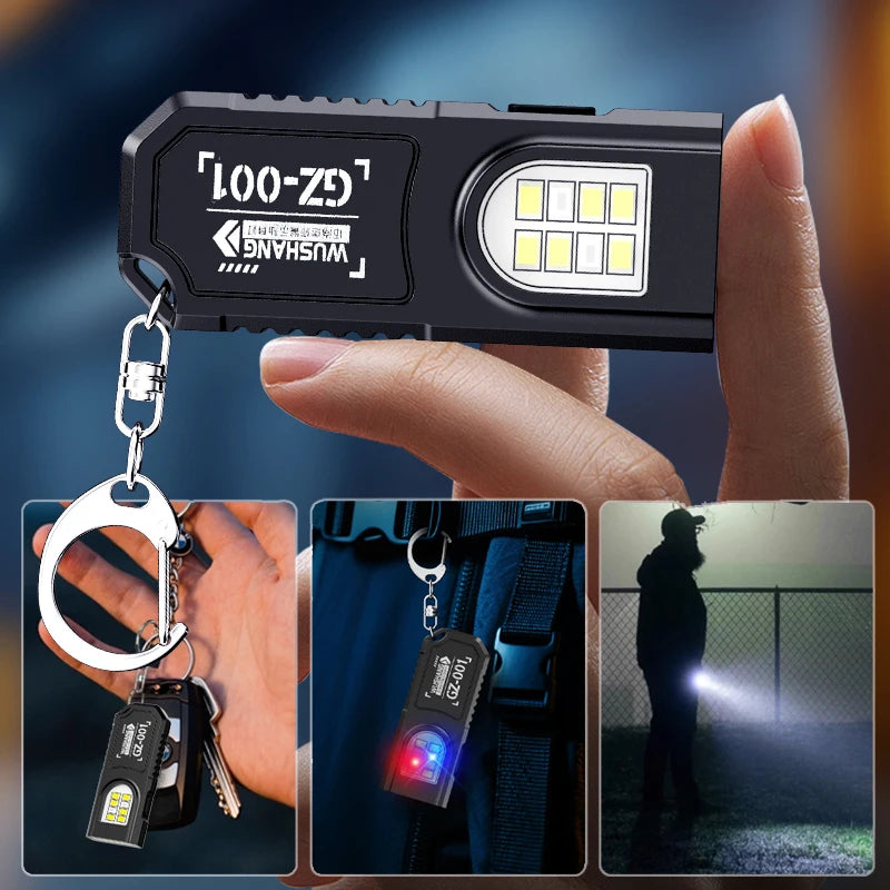 Portable Keychain LED COB Flashlight USB Rechargeable Torch Pen Clip Zpaxo