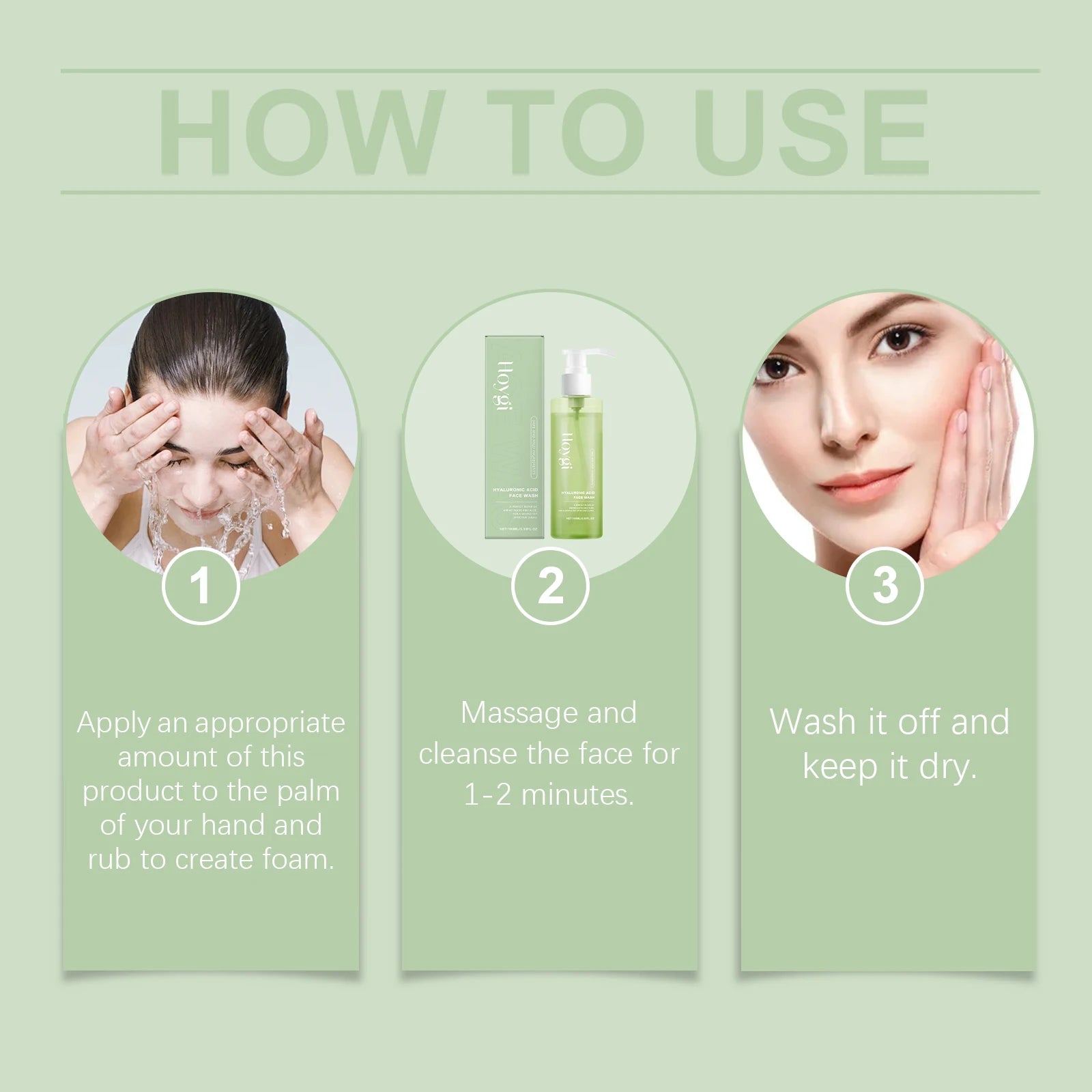 Hyaluronic Acid Face Cleanser Gel for Sensitive Skin Deep Pore Cleansing Makeup Remover Moisturizing Non Drying Formula 100ml Zpaxo