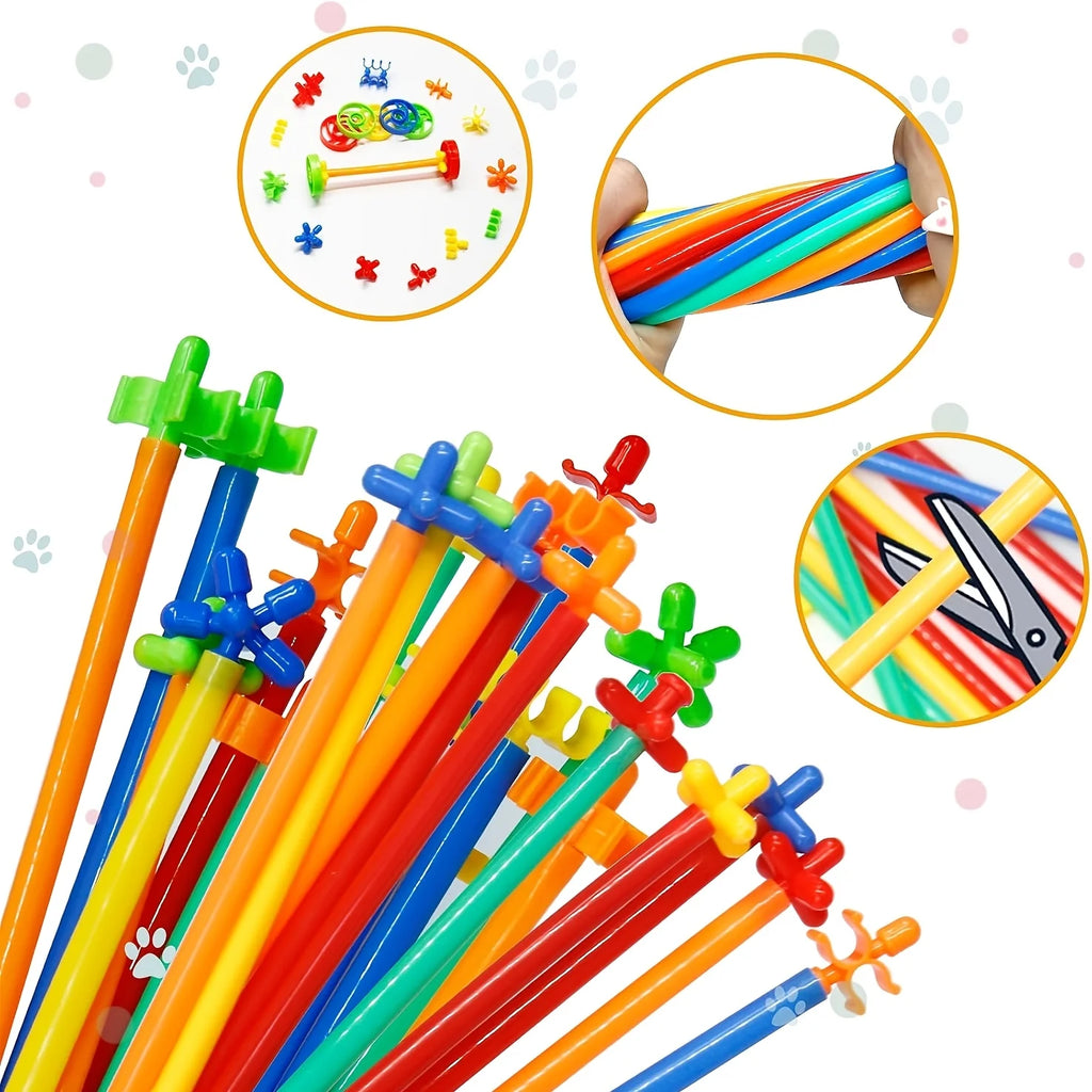 Building Toys Made Straw Interlocking Plastic Engineering Blocks