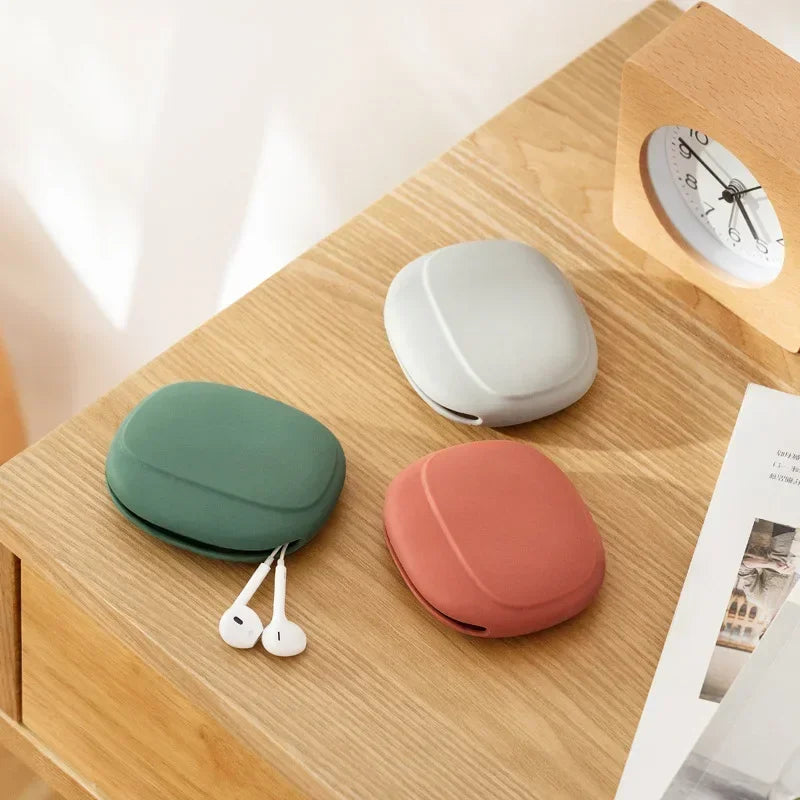 Portable Data Cable Headphone Storage Box Simple Mobile Phone Data Cable Organizing Bag Silicone Storage Box Cute Coin Purse Zpaxo
