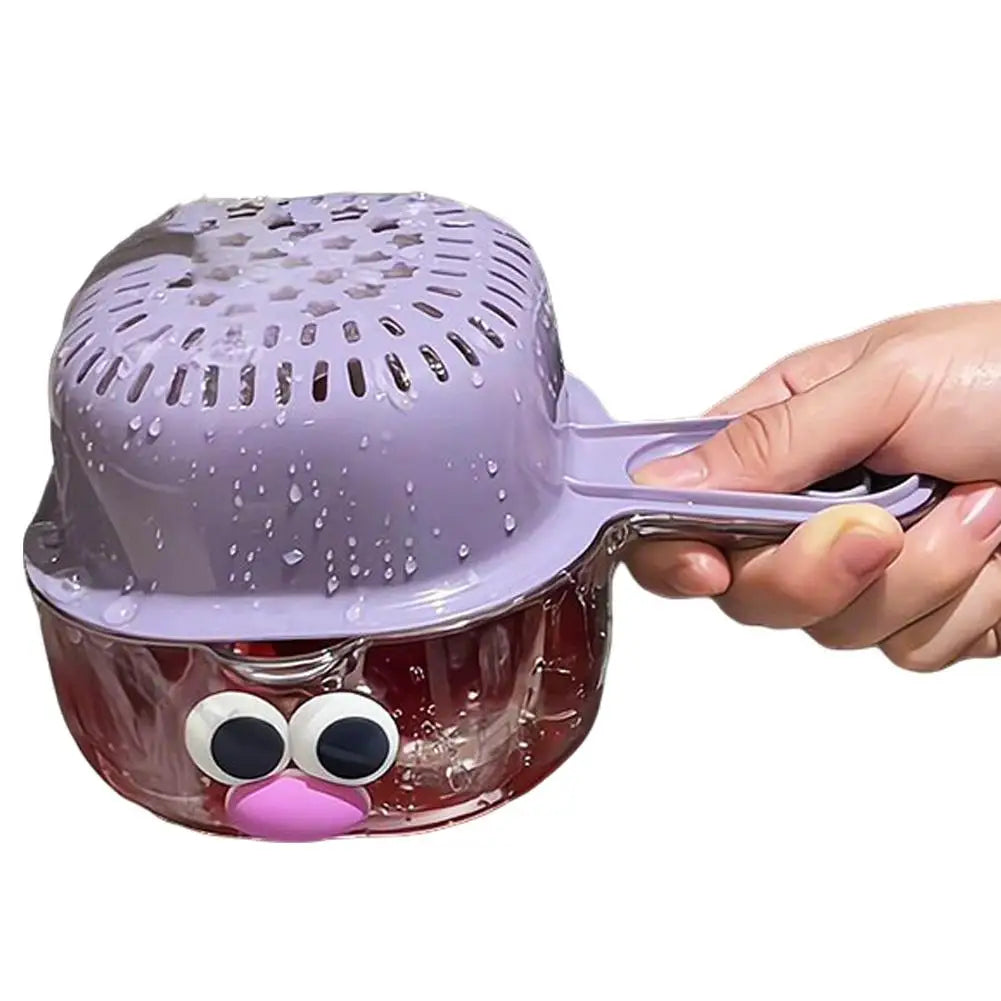 Fruit & Vegetable Wash Bowl with Colander Drain Basket Colander Drain Basket Zpaxo Purple