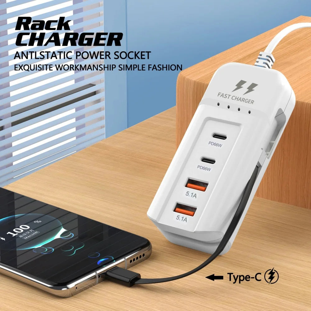 Maerknon 66W PD USB-C Fast Wall Charger | Multi-Port Hub USB-C Wall Charger Zpaxo
