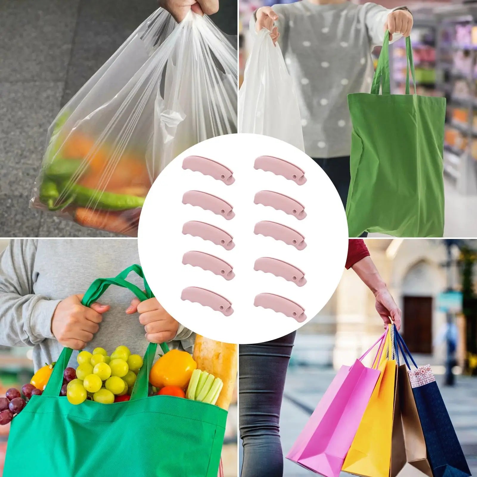Silicone Ergonomic Bag Carrier Anti Slip Hand Grip Shopping Handle