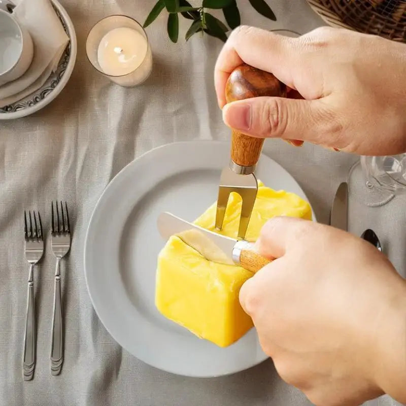 1 Wood Handle Stainless Steel Cheese Knife Features Butter Spreader Zpaxo