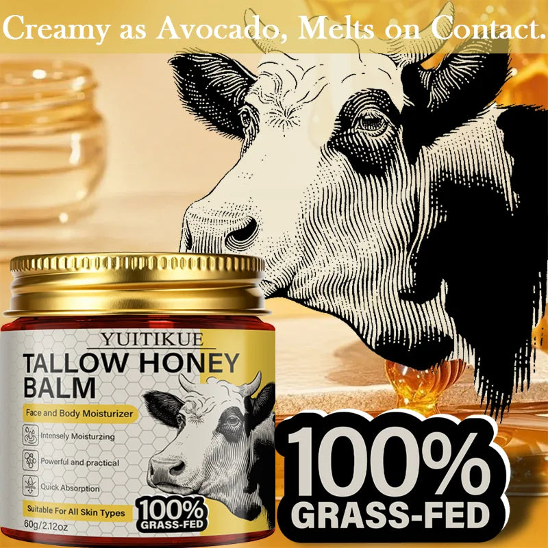 YUITIKUE Grass-Fed Tallow Honey Balm – Deep Moisture Face Cream Face Moisturizer Balm Zpaxo