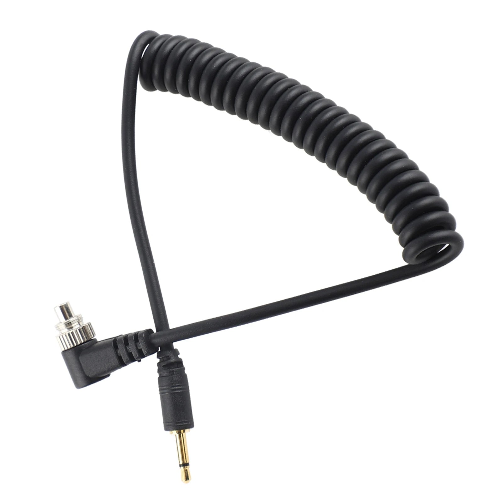 Camera Flash Sync Cable 2.5mm to Male Flash PC Sync Cable Cord with Screw Lock Extended Coiled Wire Zpaxo black