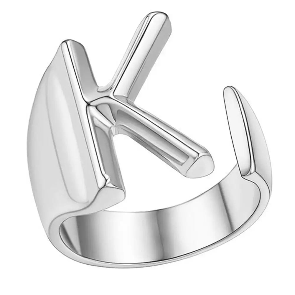 1PC High-end Fashion Hollow A-Z Letter Adjustable Opening Ring Alphabet Party Rings Jewelry Gift For Women Кольца JR21003 Zpaxo K
