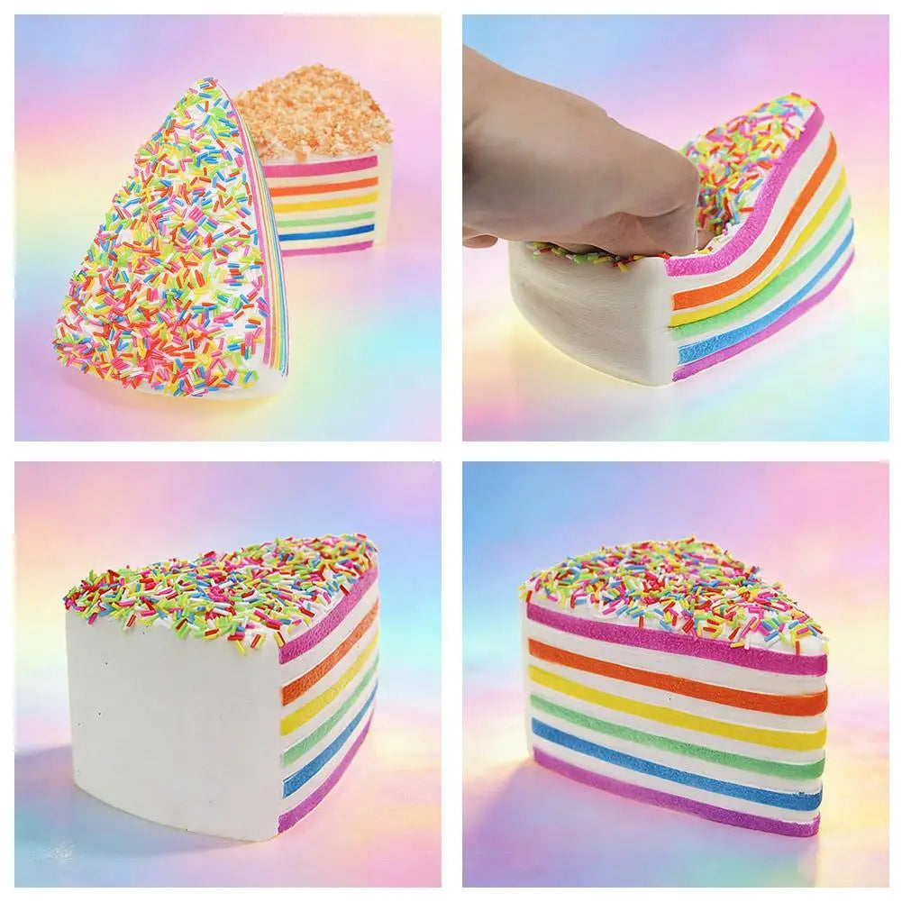 14cm 1/2pcs Rainbow Cake Slow Rising Simulated Food Squeeze Toy Stress Relief Decompression Toy Gift for Kids Adults Zpaxo