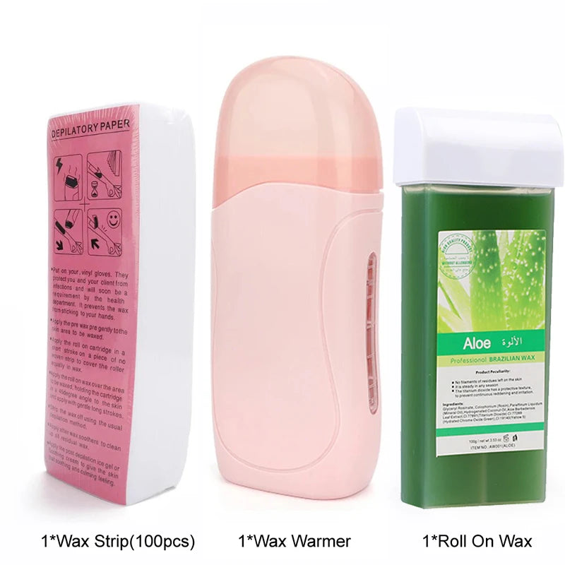 Roll-On Electric Waxing Kit – Hair Removal for All Skin Types Roll-On Waxing Kit Zpaxo 072-P-Aloe US Plug