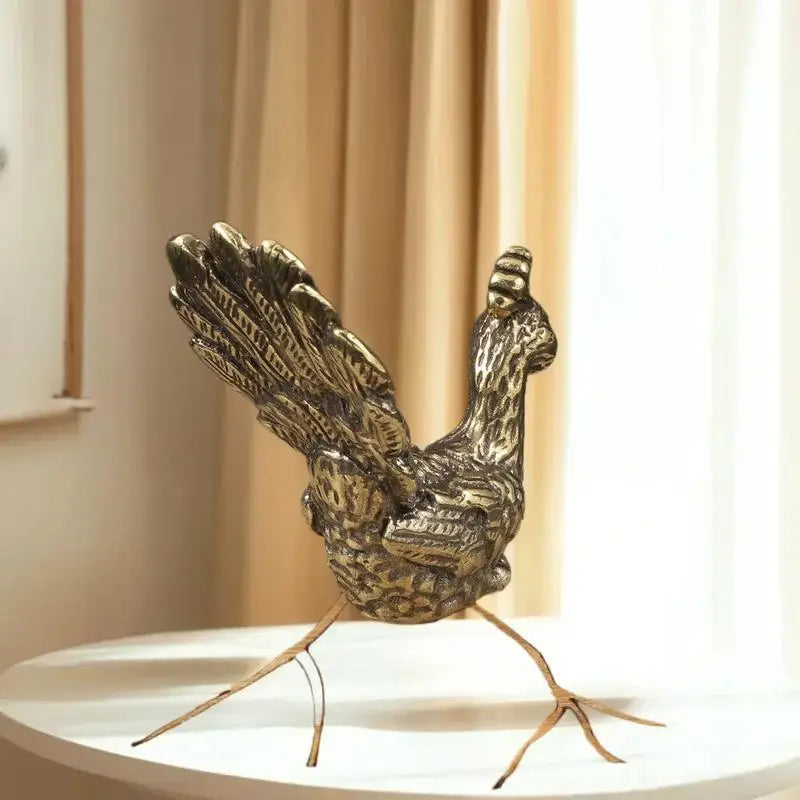 Antique Brass Peacock Vintage Animal Miniature Desktop D Cor Home Zpaxo