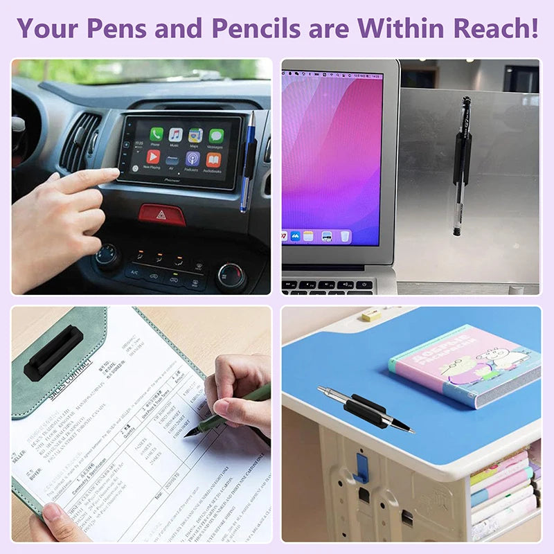 Self-Adhesive Silicone Pen Clip Holder – 2-Pack Desk Organizer Pen Clip Holder Zpaxo