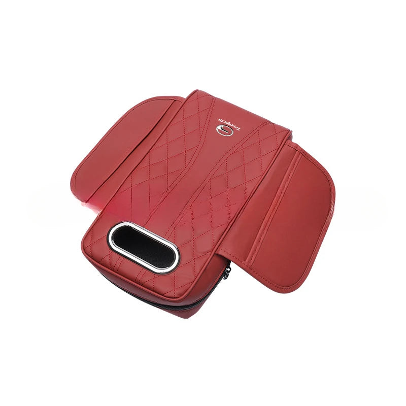 3 in 1 Car Armrest Box Cushion Universal Storage Bag Car Tissue Box Central Elbow Height Pad Multifunctional Tissue Boxes Zpaxo Red