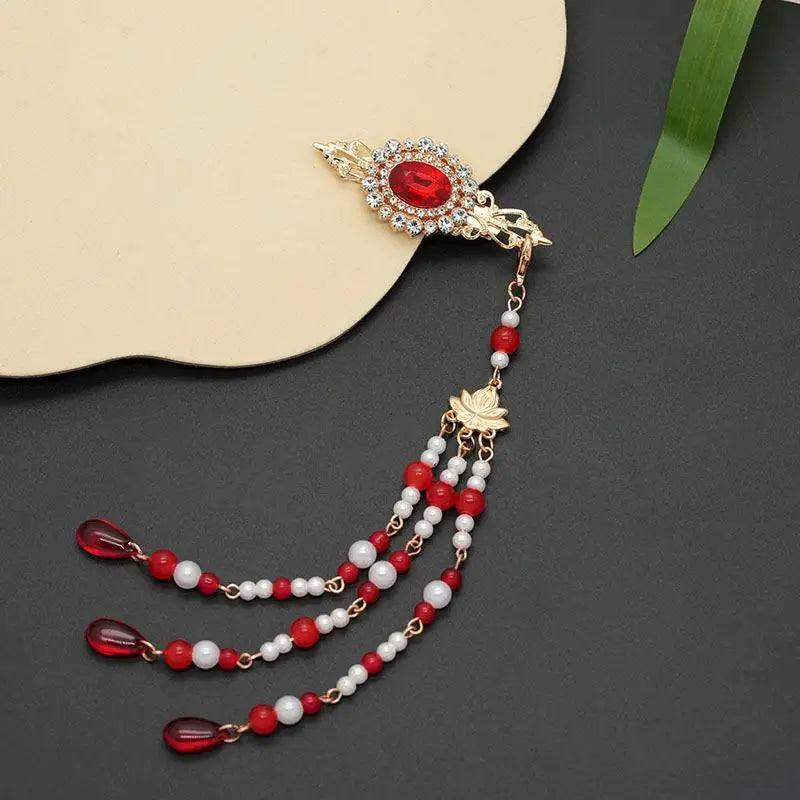 Pearl Hair Comb Women Hanfu Cheongsam Side Hairpin Ancient Tasseled Zpaxo A2