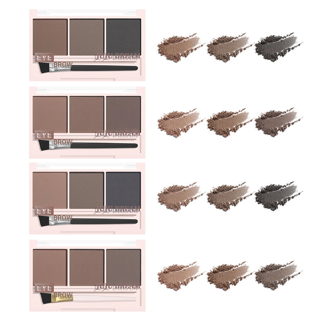 3-color Eyebrow Powder Palette With Eyebrow Brush - Natural Long-Lasting Eyebrow Powder Eyebrow Shape Waterproof and Sweat-proof Zpaxo
