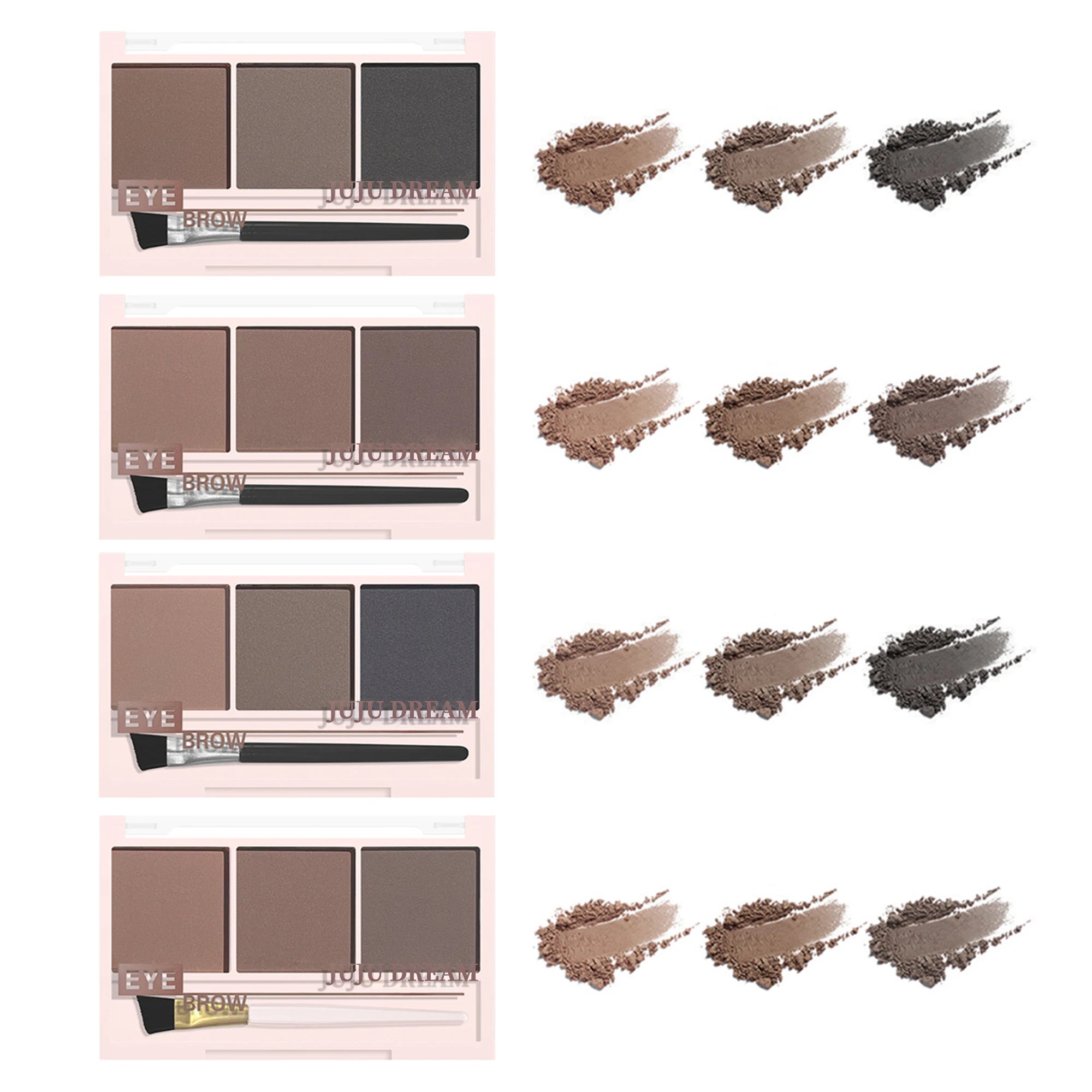 3-color Eyebrow Powder Palette With Eyebrow Brush - Natural Long-Lasting Eyebrow Powder Eyebrow Shape Waterproof and Sweat-proof Zpaxo