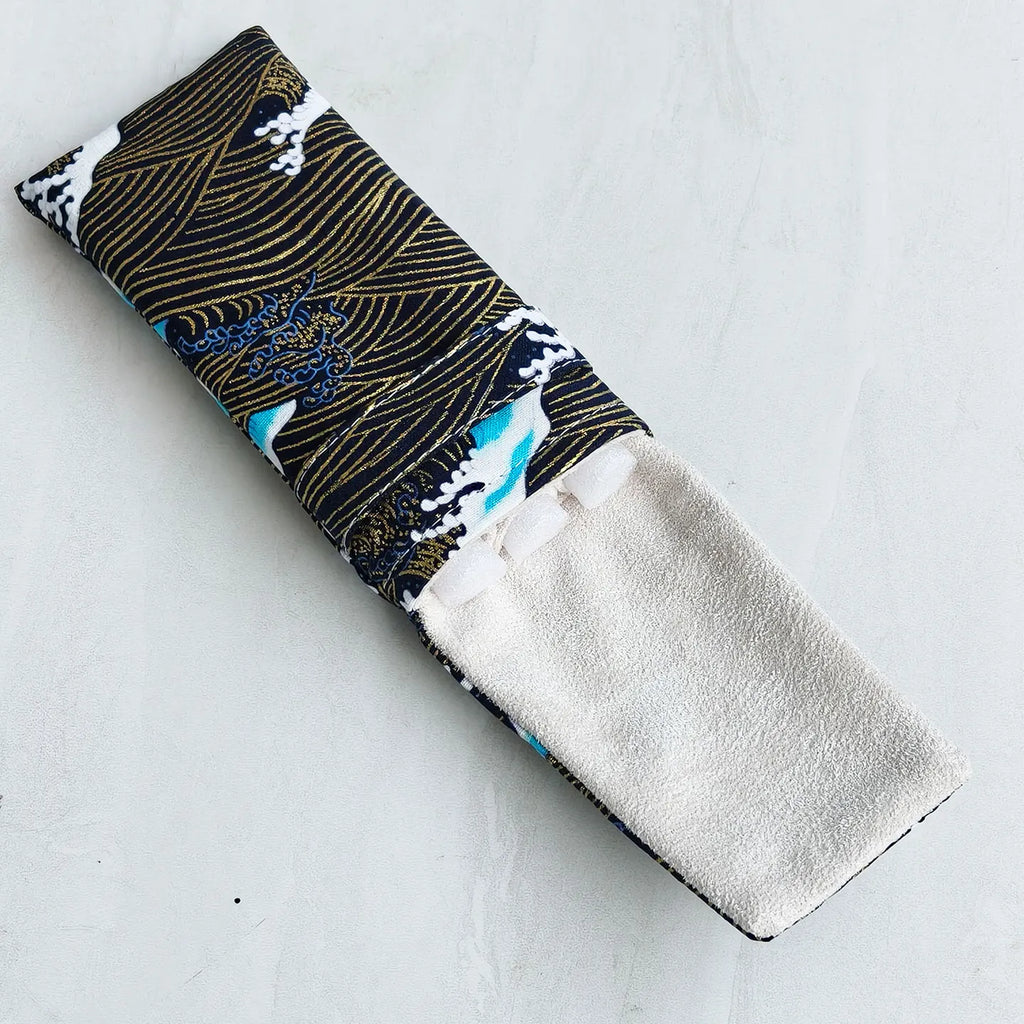 Cloth Art Pen Bag 3-Hole Pencil Bag, Pen Pouch, Pencil Case, Protective Cover, Portable Pencil Case, Velvet-Lined Zpaxo 3KONGLANSEBOWEN