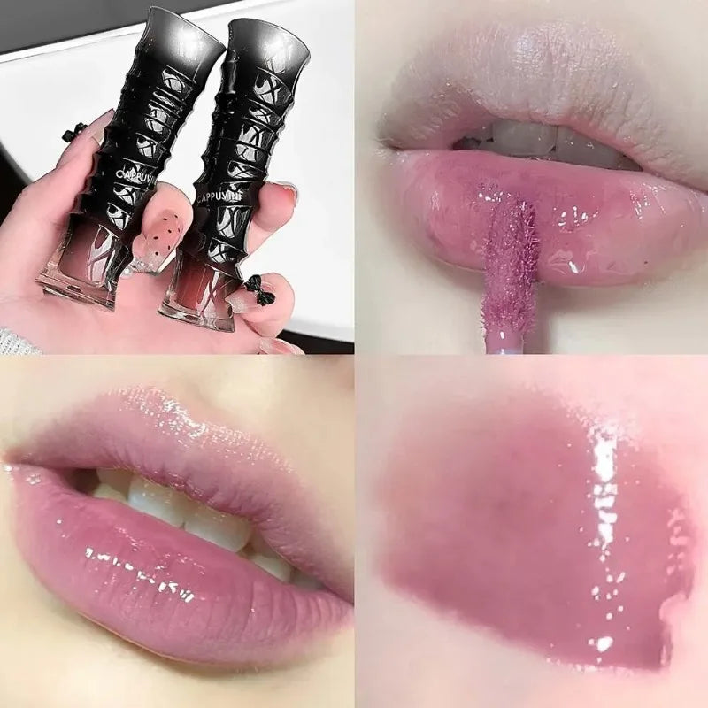 Punk Dark Red Lip Gloss Mirror Shine Moisturizing Texture Non-sticky
