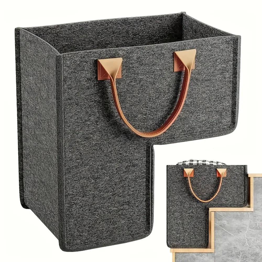 Foldable Stair Storage Basket Heavy-duty Felt Organizer View Window