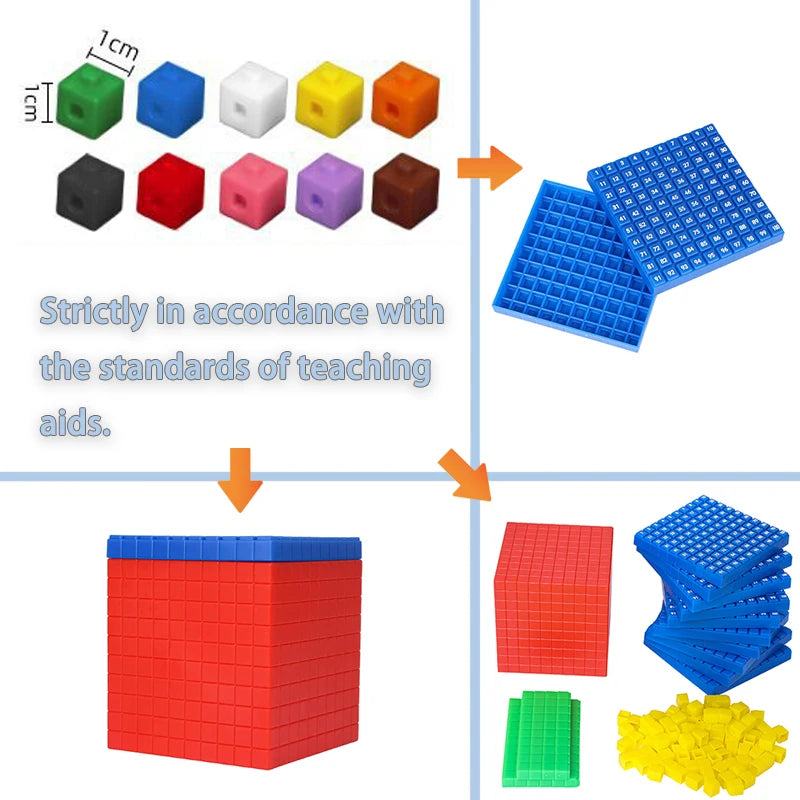 100 Linking Cubes Montessori Math Toys Number Blocks Learning Decimal