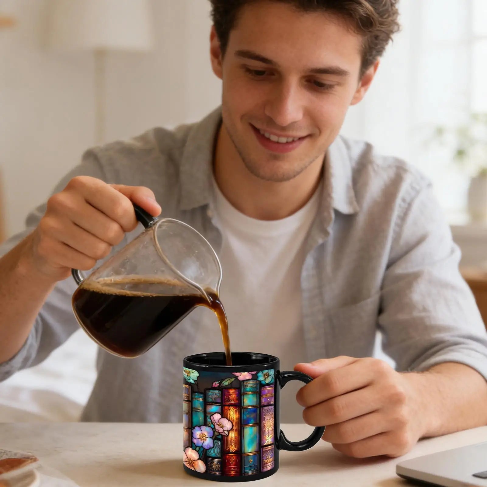 Bookshelf Mug Ceramic Coffee Cup Novelty Tea Handle Reader Drinkware
