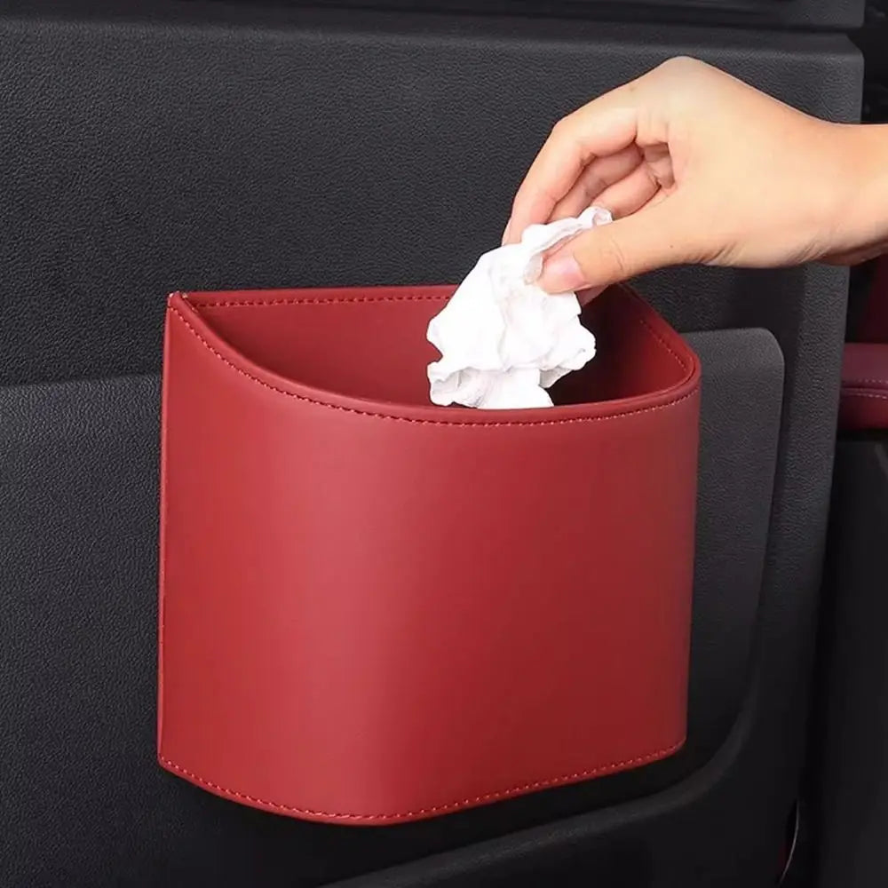 Convenient Leather Car Trash Can Waterproof Space Saving Vehicle Zpaxo
