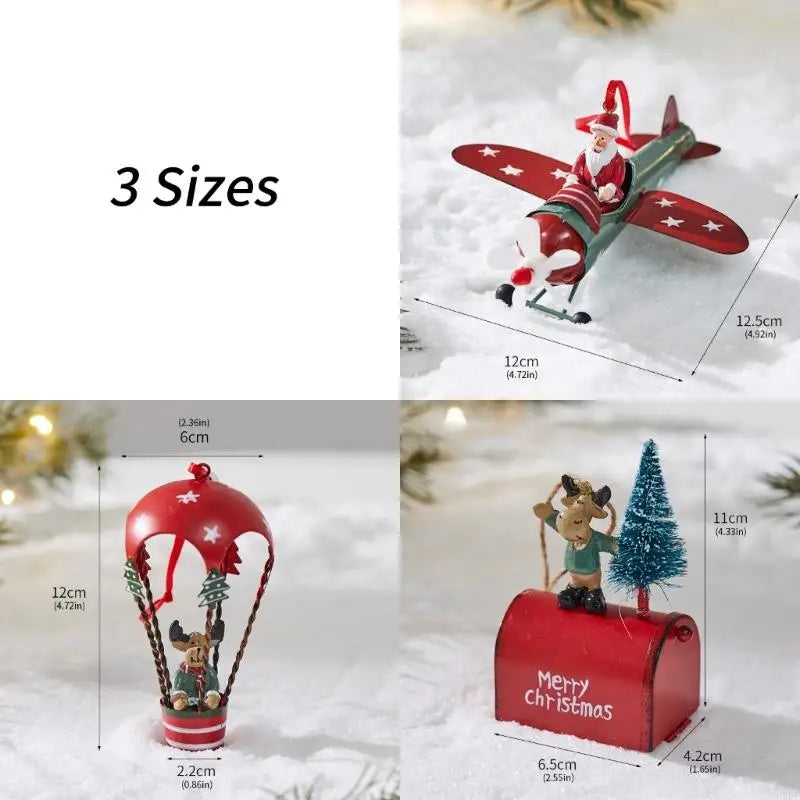 Bucolic Metal Santa Reindeer Hanging Ornament Holiday Window Display