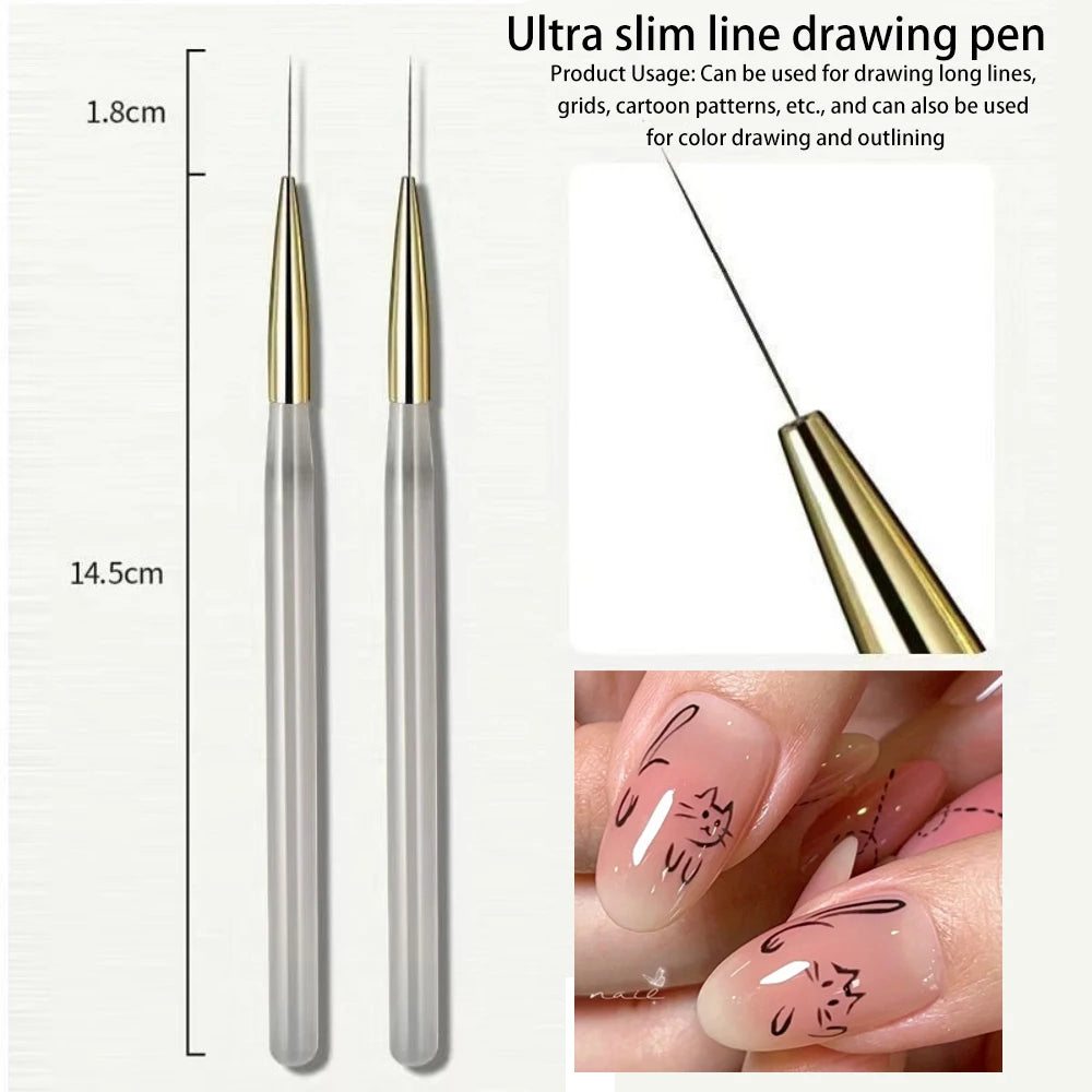 1 French Plaid Nail Art Brushes Line Grid Pattern Drawing Pen DIY UV Zpaxo 2Pc Line Pen