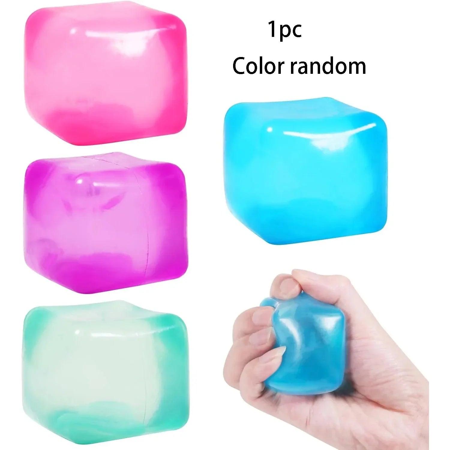 Stress Cube Squishy Fidget Toy – Gel Sensory Calming Cube Sensory Fidget Toy Zpaxo 1Pc - Random color
