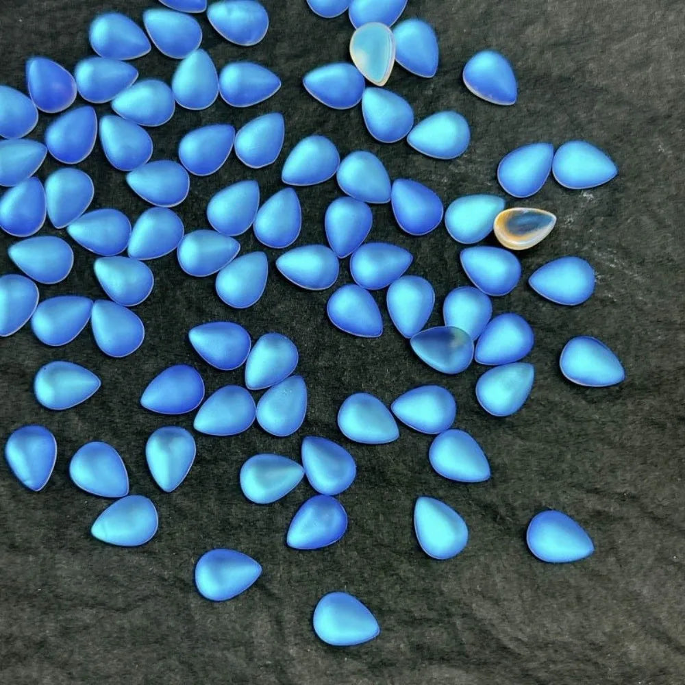 Blue Rhinestone Nail Decorations Teardrop Gems Oval Shape Charms Zpaxo