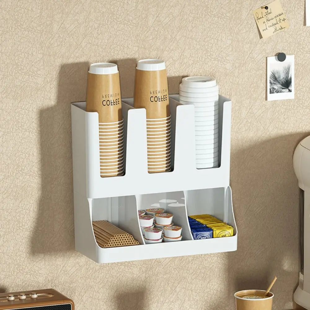6-Compartment Paper Cup Dispenser & Organizer Rack Cup Dispenser Rack Zpaxo