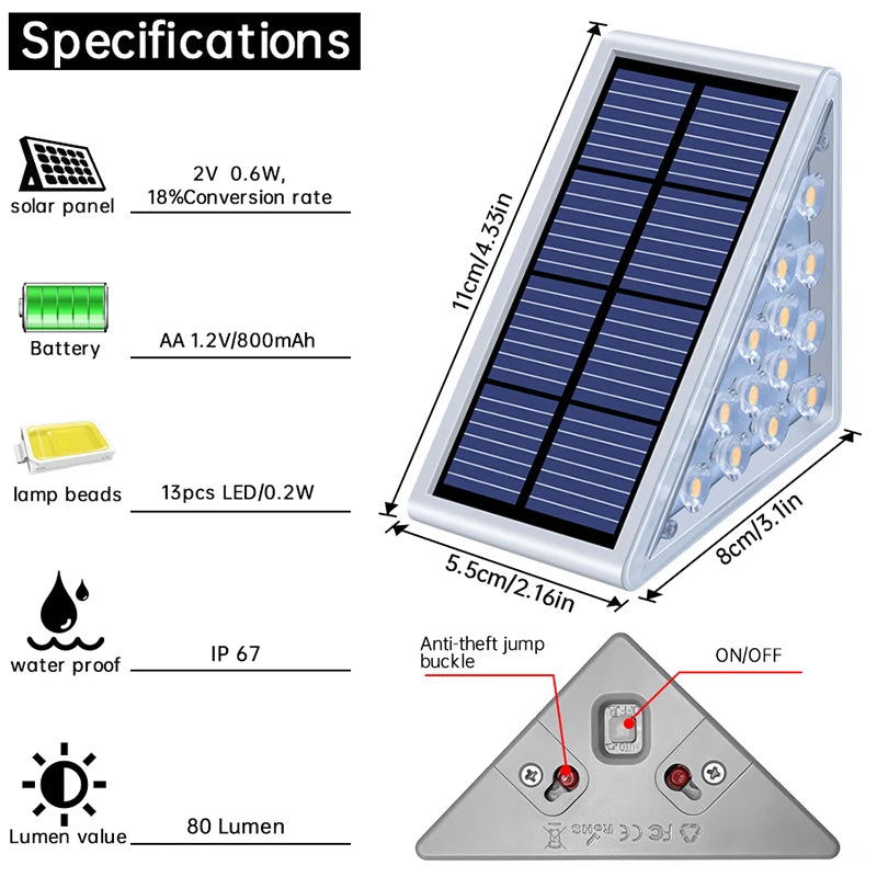 LED Solar Step Light Waterproof Outdoor Stair Warm RGB Deck IP67 Zpaxo
