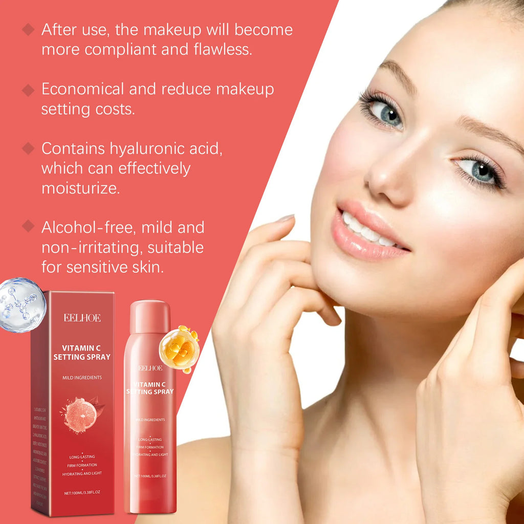 EELHOE Vitamin C Setting Spray Moisturizing Long-Lasting Brightening Light Formula Face Calm Makeup Hyaluronic Acid 100ml Zpaxo
