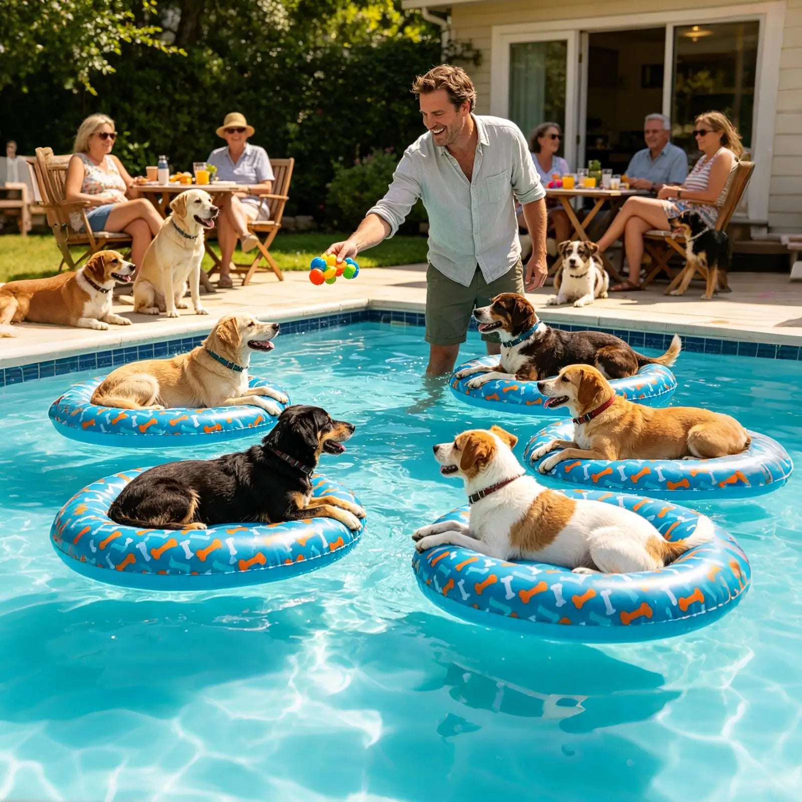 Dog Pool Float PVC Anti-leak Inflatable Pet Water Raft Non-slip Small