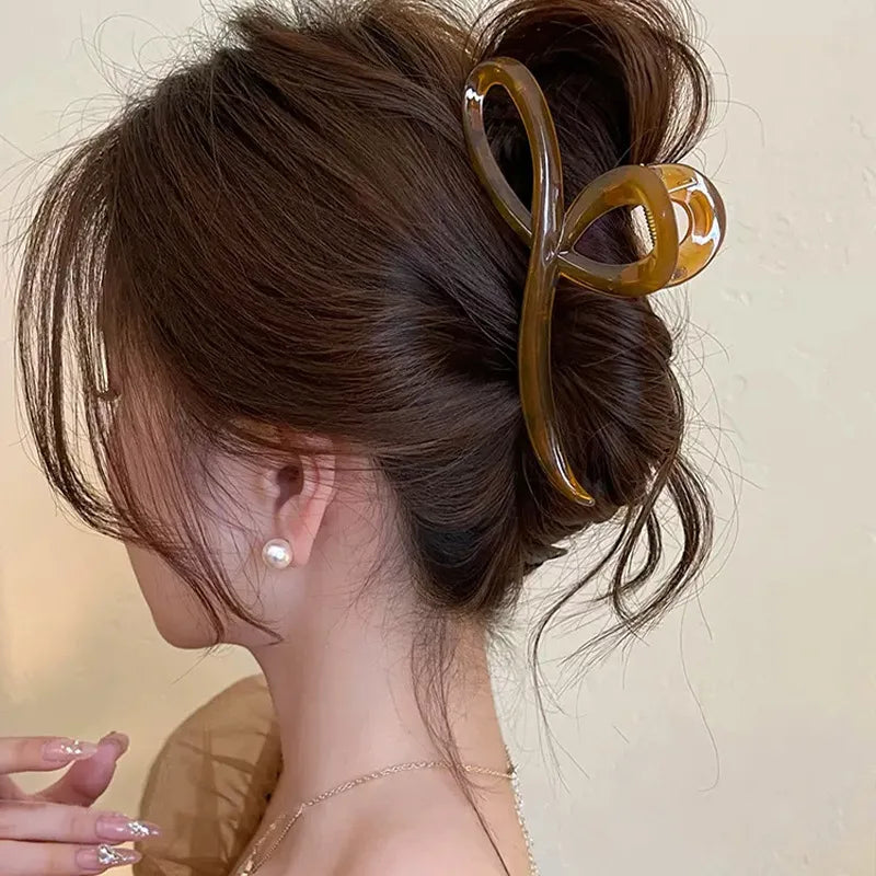 Elegant Jelly Bow Hair Claw Women Girls Sweet Ornament Back Headband