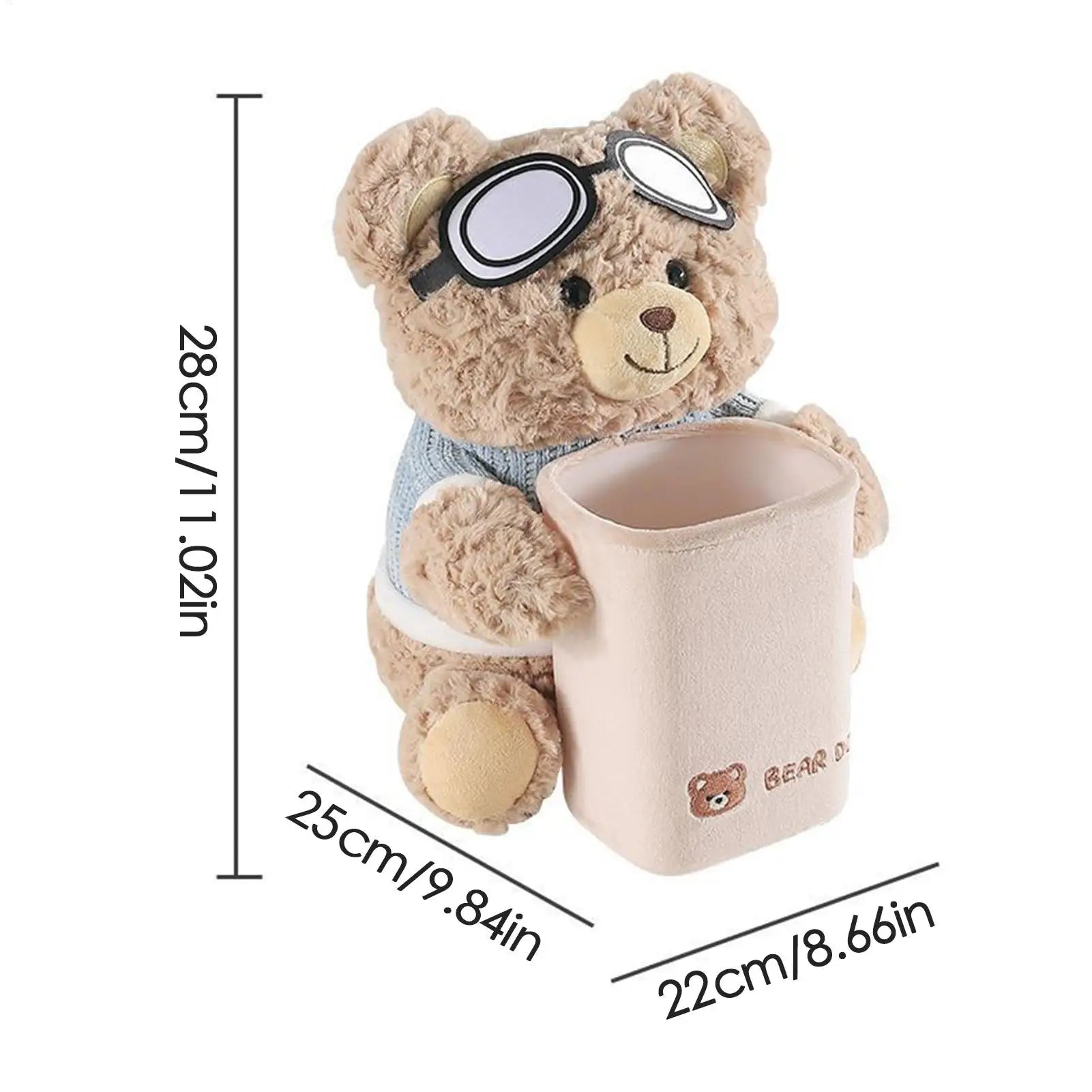 Car Tissue Box Auto Cartoon Trush Can 2-in-1 Stain Resistant Bear