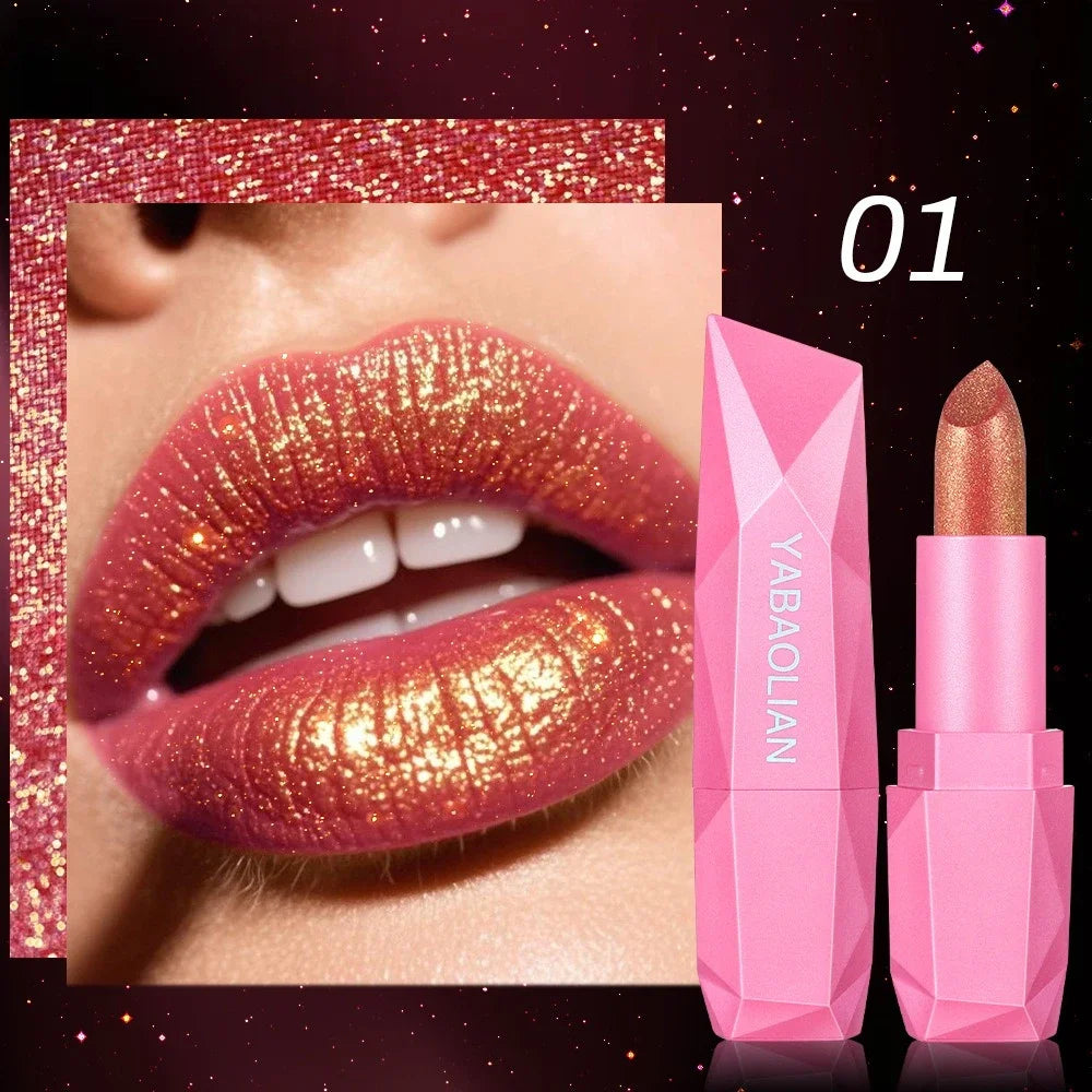 6 Colors Quicksand Golden Lipstick Fine Glitter Moisturizing Silky Zpaxo 01